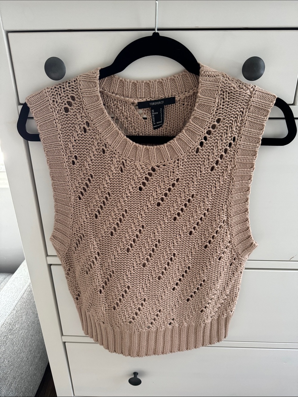 Forever 21 Beige Open-Knit Sleeveless Sweater Vest